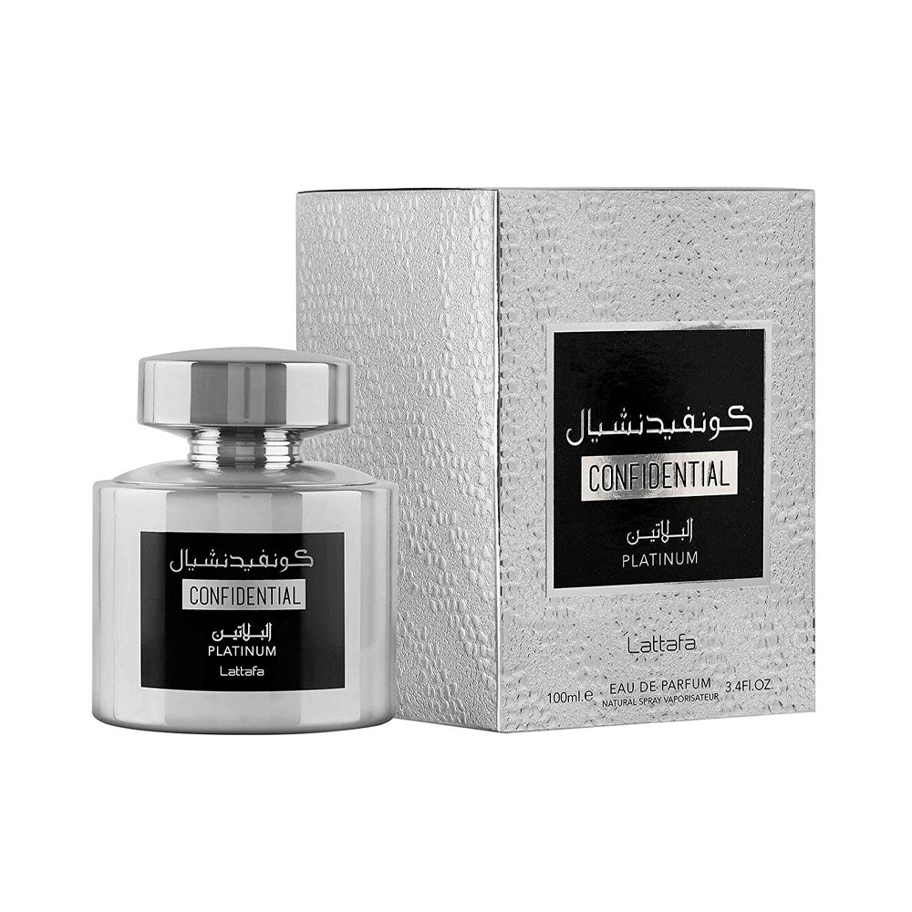 Confidential Platinum 3.4oz (100mL) EDP para hombre de Lattafa