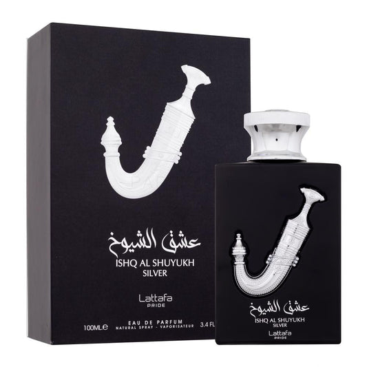 Ishq Al Shuyukh Silver 3.4oz (100mL) EDP for men by Lattafa Pride